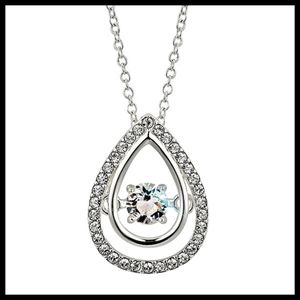 BRILLIANCE | Dancing Swarovski Crystal Double Teardrop Pendant Necklace Gift Box